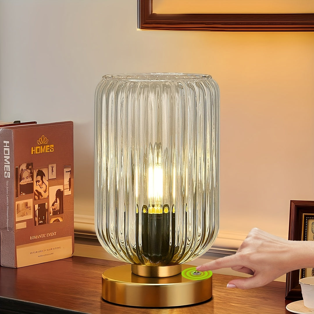 Moktan Sabai Cordless Touch Table Lamp with Rechargeable Battery – Dimmable LED Bedside Light Amber