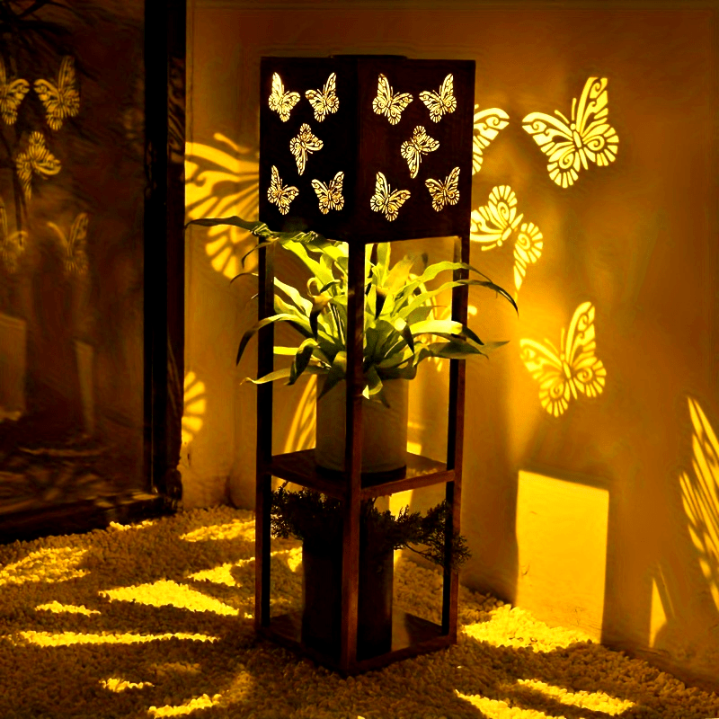 Moktan Sabai Solar Garden Lantern with Flower Stand – LED Outdoor Light with Butterfly & More