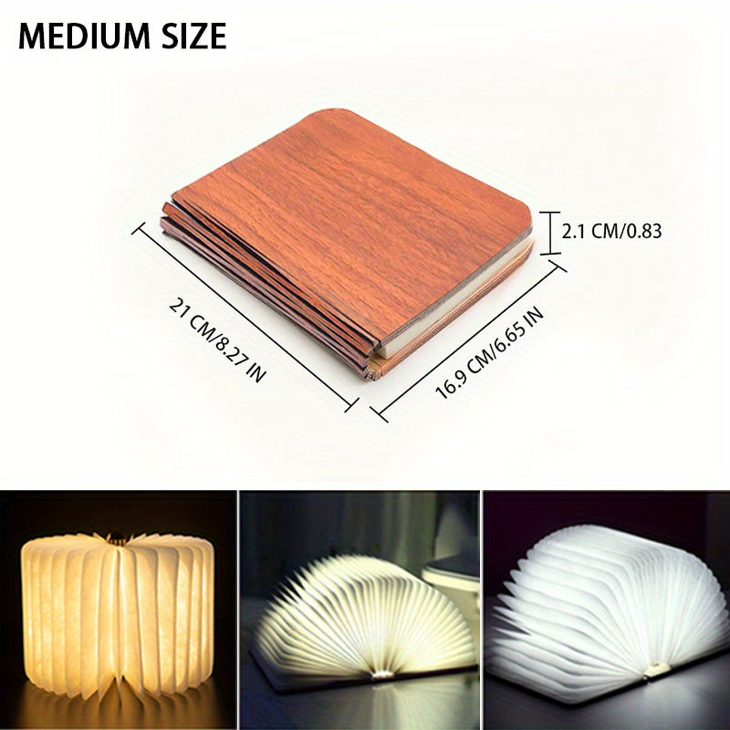 Moktan Sabai Folding Book Lamp – Rechargeable LED Bedside Light, 3-Color Portable Night Light