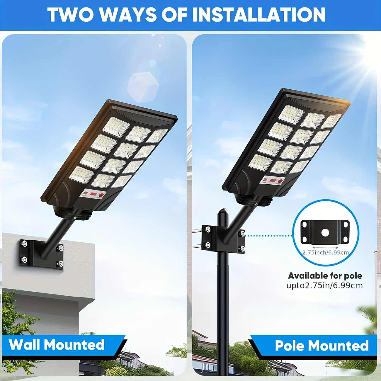 400 LED Solar Floodlights (2-Pack) - Waterproof with Motion Sensor