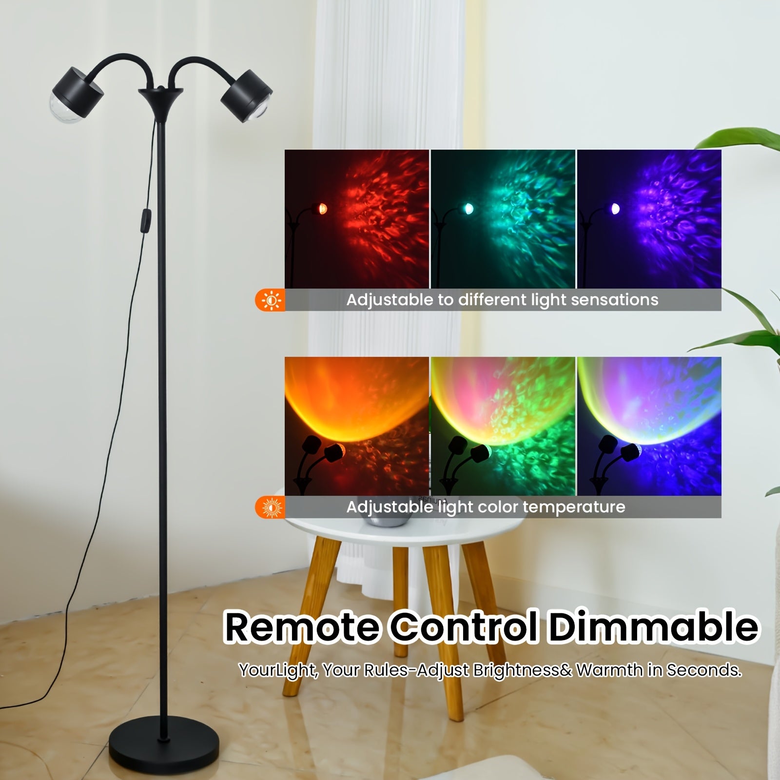 Moktan Sabai Sunset Ocean Wave Projector – Double RGB Mood Lamp with 360° Rotation & DIY Color