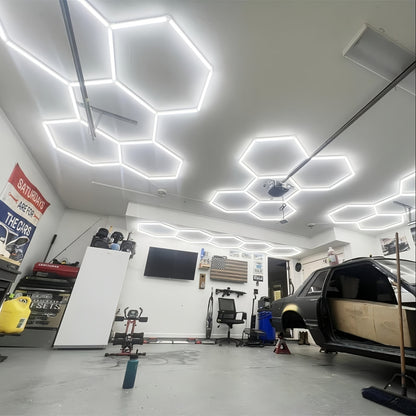 Hexagon LED Garage Lights (24 Pack) | Super Bright Ceiling Light System