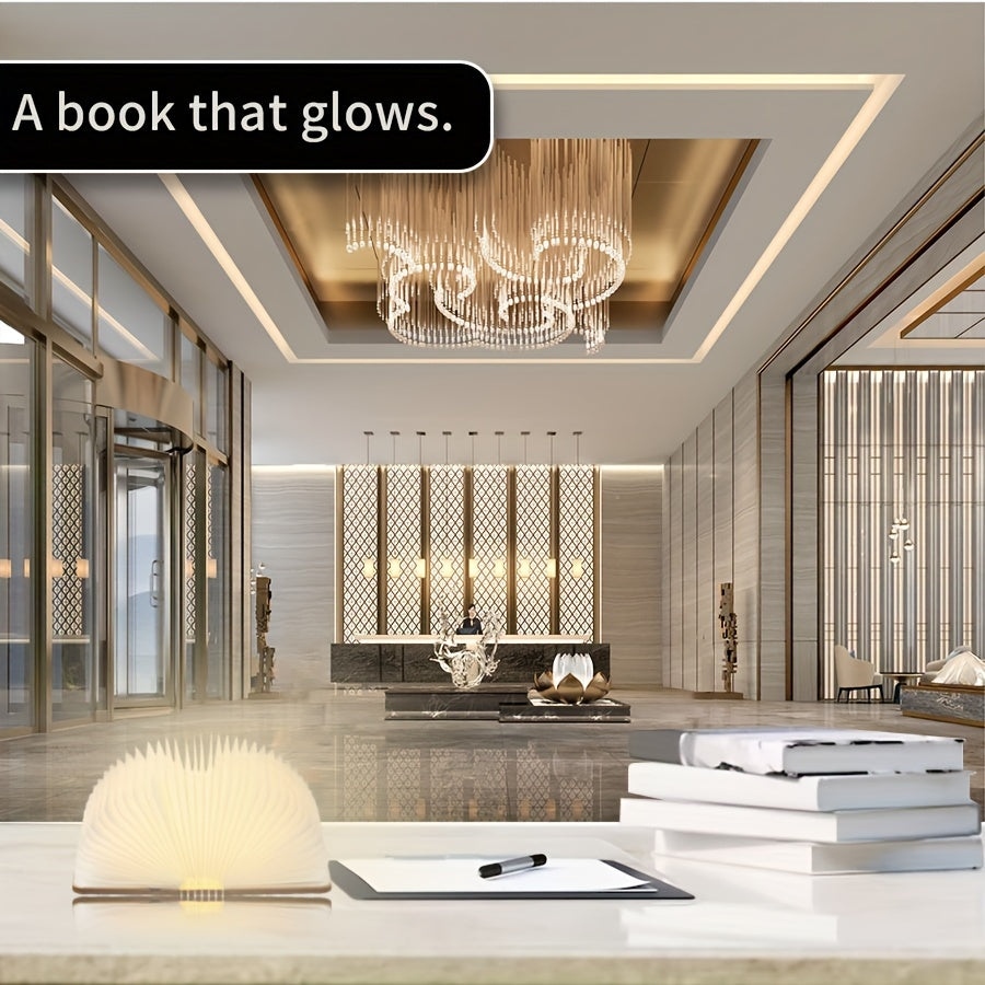 Moktan Sabai Folding Book Lamp – Rechargeable LED Bedside Light, 3-Color Portable Night Light