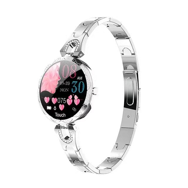 Moktan Sabai Women’s Smartwatch Fitness Tracker Waterproof Heart Rate Sleep Activity Watch Silver