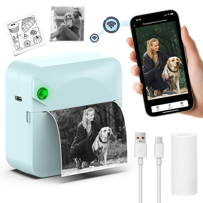 Pocket Thermal Sticker Printer – Inkless Mini Bluetooth Printer with Paper Roll