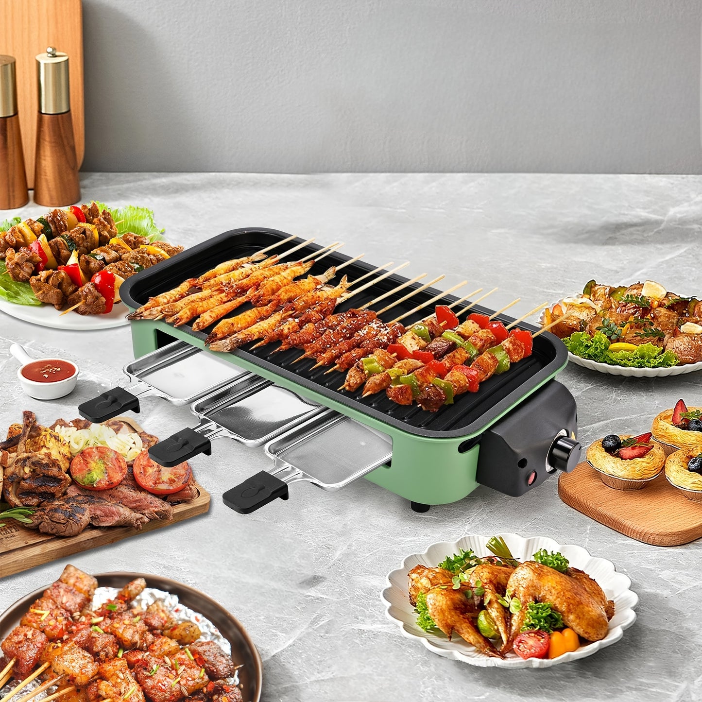 1500W Smokeless Indoor Grill with Hot Pot – Non-Stick Griddle, Temp Control, BBQ