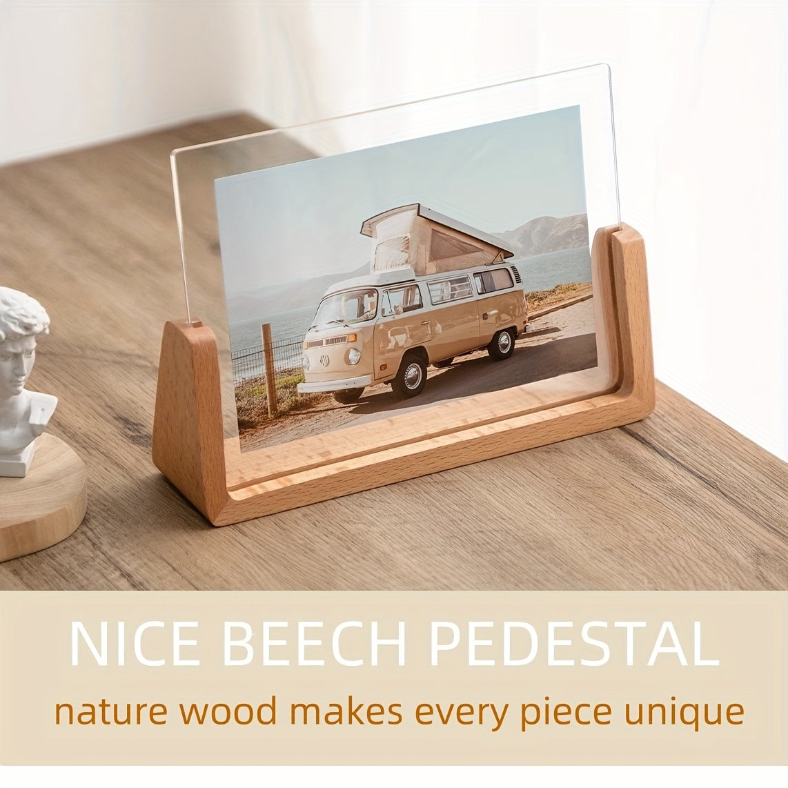 Moktan Sabai 6 Inch Acrylic Photo Frame U Shaped Wood Desktop Picture Frame