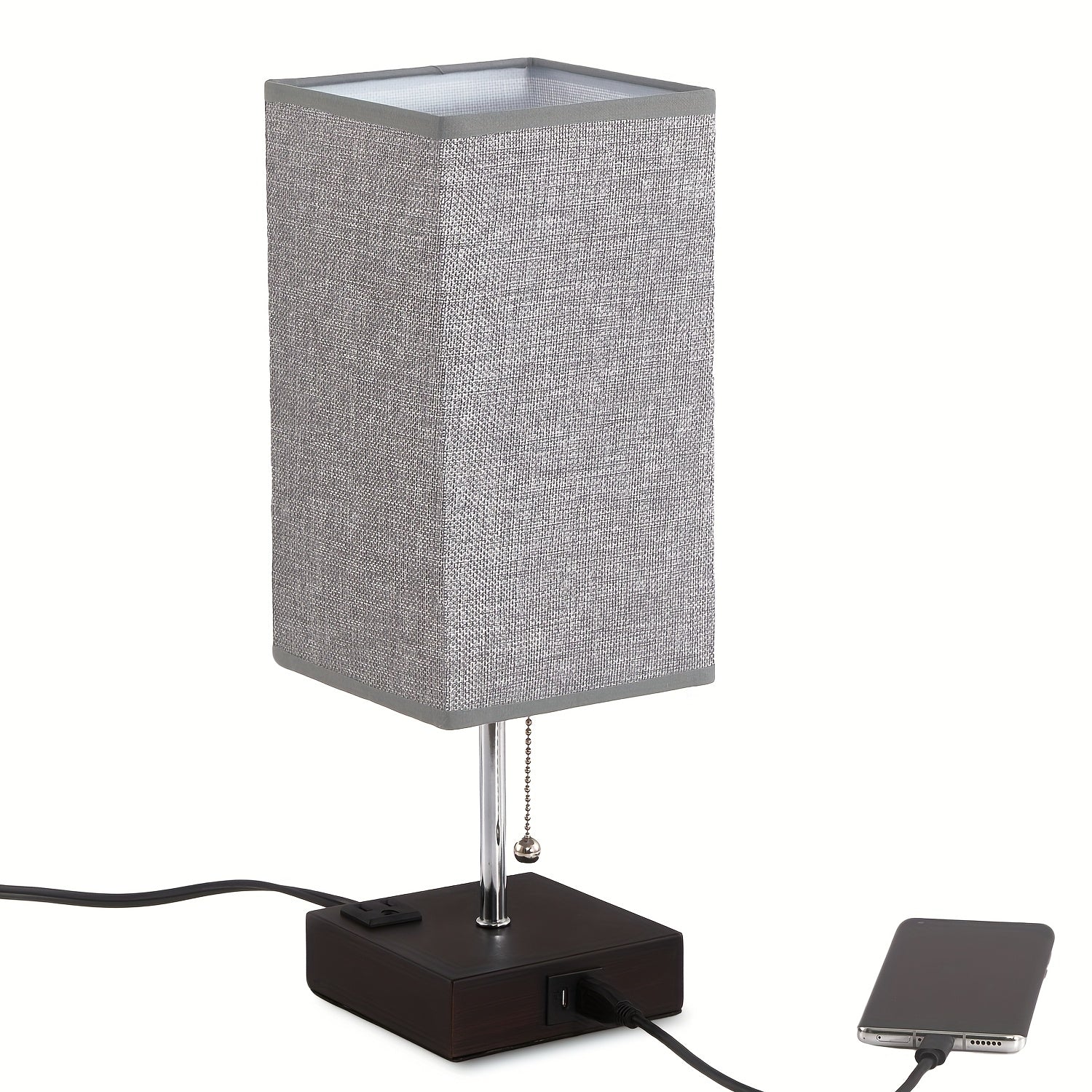 Moktan Sabai LumaTouch | Touch Table Lamp with USB Outlet and Fabric Shade Bedside Decor