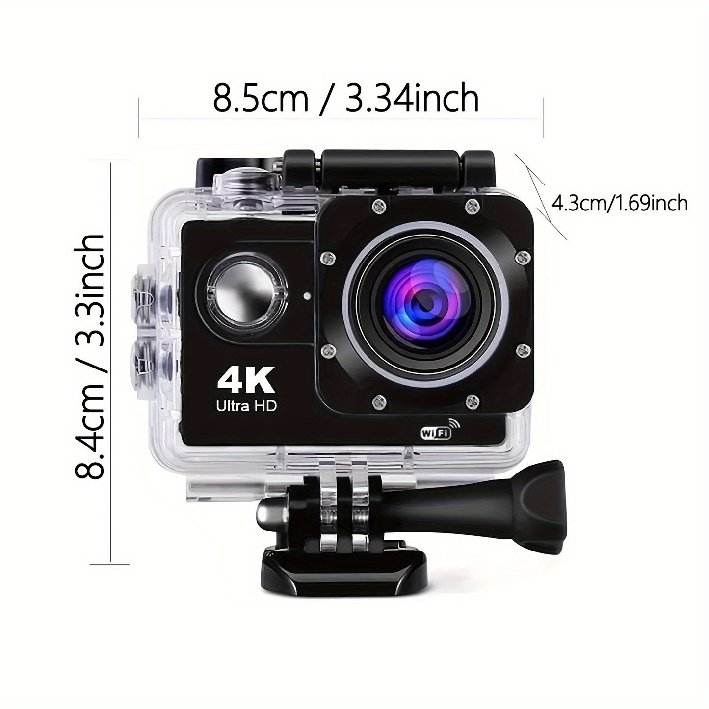 4K Action Camera with 32GB Card – WiFi, 170° Wide Lens, Remote, Helmet Mount