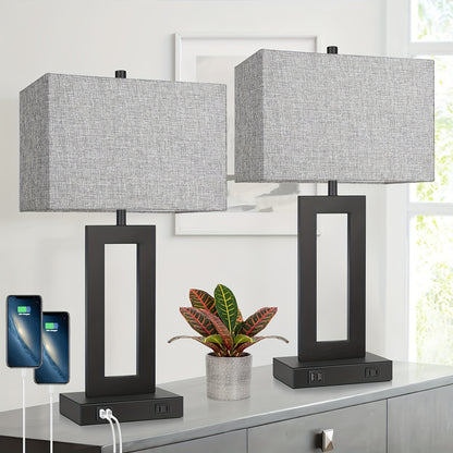 Touch Table Lamps Set of 2, USB, 3-Way Dimmable, Bedside Nightstand Lamp
