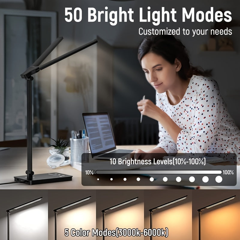 Moktan Sabai Adjustable LED Desk Lamp – Touch Dimmable Gooseneck Light for Office & Reading