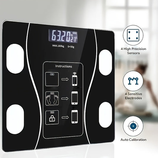 Digital Bathroom Scale with Backlit LED Display, Tempered Glass, 400lb/180kg Capacity