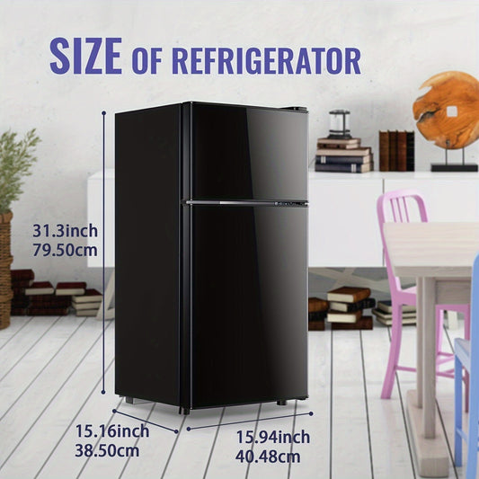 Moktan Sabai 2.6 Cu.Ft Mini Fridge with Freezer, Compact Double Door Refrigerator