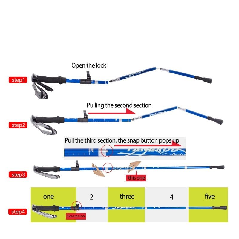 Moktan Sabai Adjustable Foldable Hiking Poles 110–135cm Trekking Sticks
