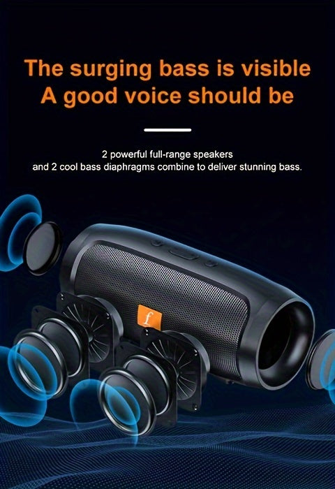 Wireless Bluetooth Speaker with Dual Subwoofer, Loud Surround Sound for Home & Car