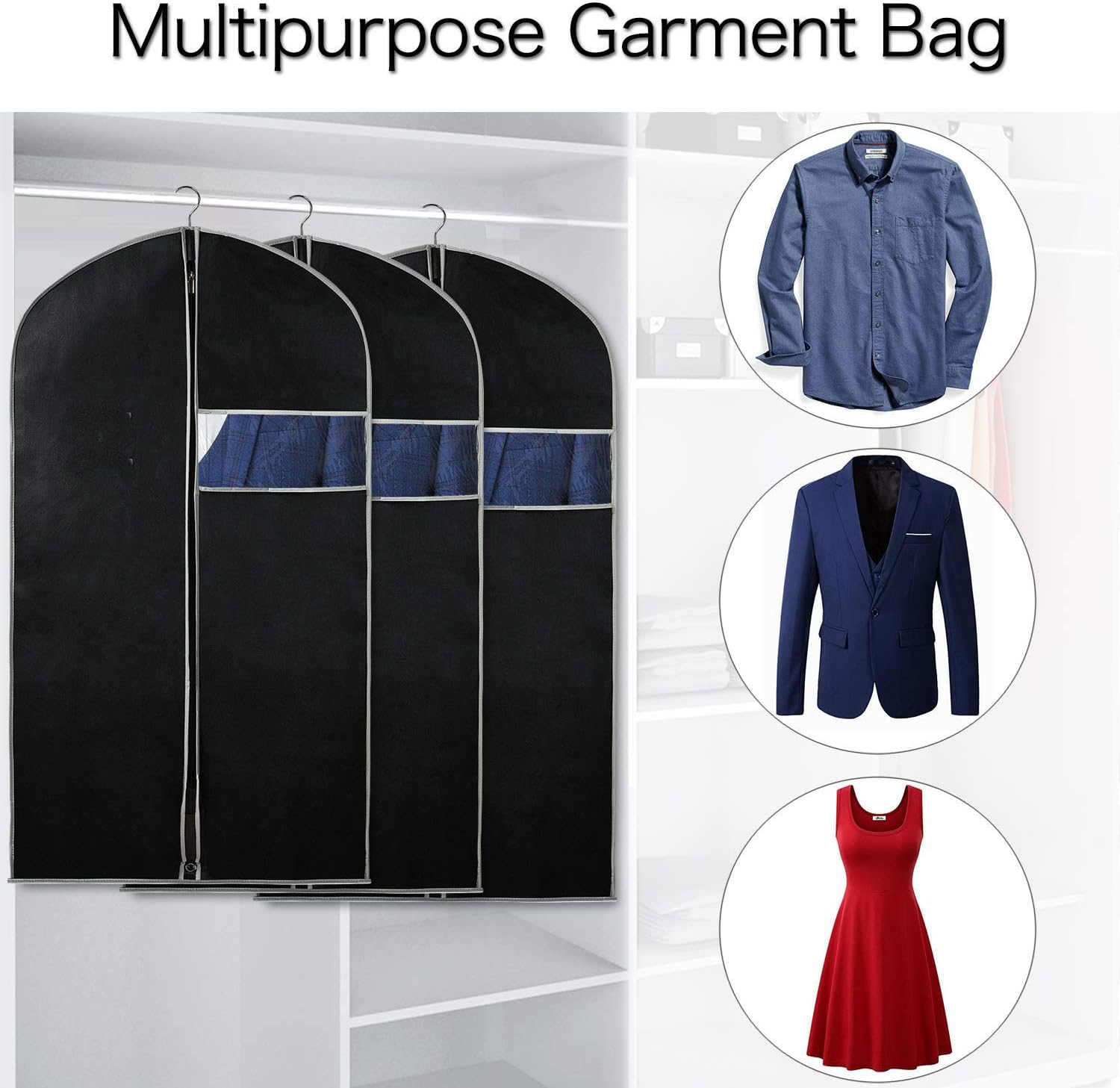 Moktan Sabai 10-Pack Breathable Garment Bags with Window