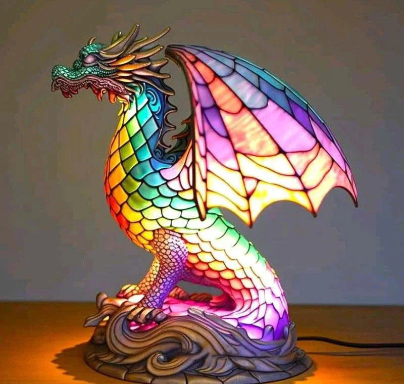 Moktan Sabai Tiffany Style Animal Table Lamp Stained Glass Art Light E26/E12 Decorative