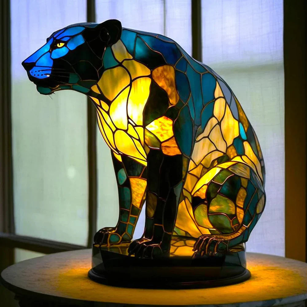 Moktan Sabai Tiffany Style Animal Table Lamp Stained Glass Art Light E26/E12 Decorative