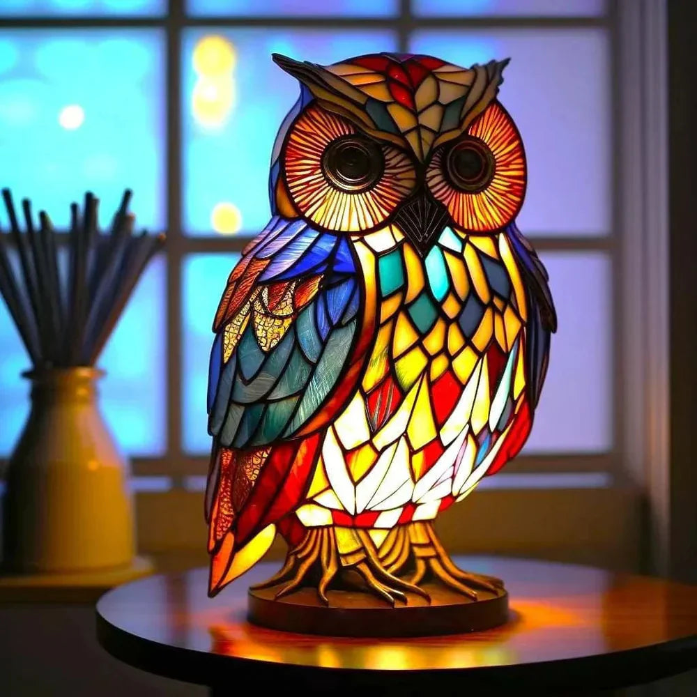 Moktan Sabai Tiffany Style Animal Table Lamp Stained Glass Bedside Light E26/E12