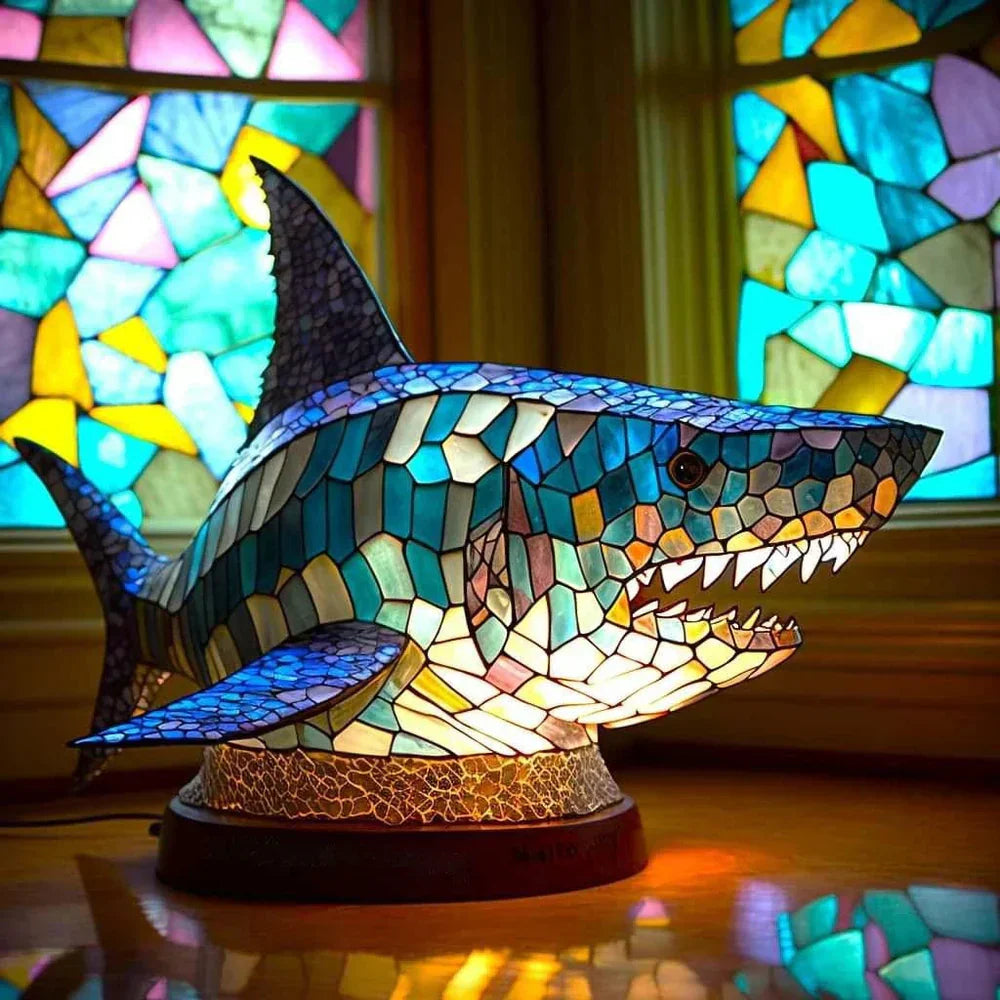 Moktan Sabai Tiffany Style Animal Table Lamp Stained Glass Art Light E26/E12 Decorative
