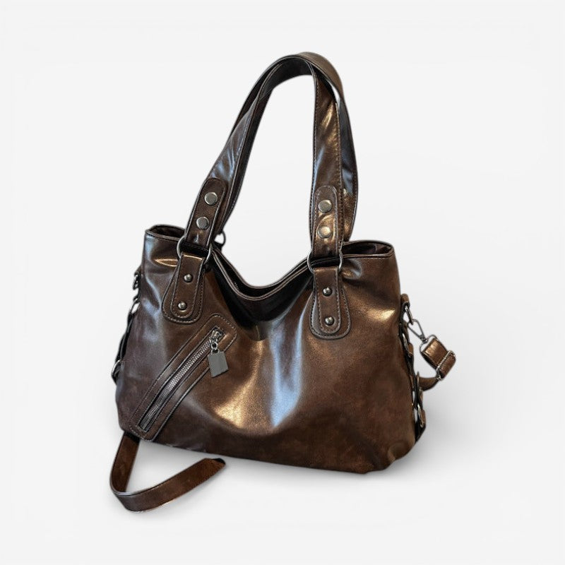 Moktan Sabai Lightweight Shoulder Bag with Zipper Compartment & Adjustable Strap Coffee