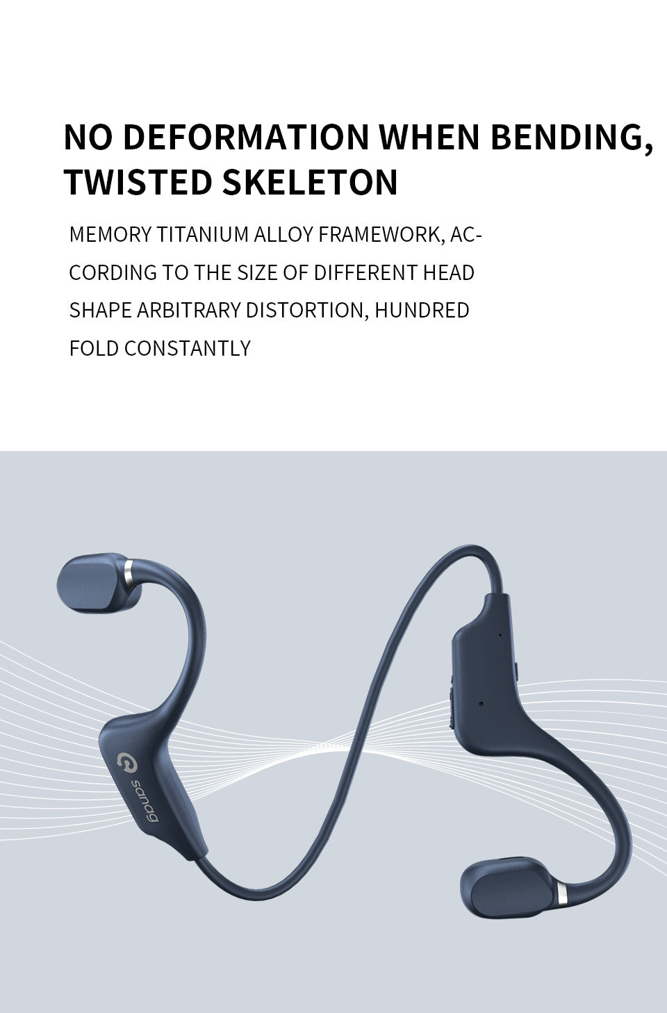 Bone Conduction Headphones, Open-Ear Wireless Headset for Sports, Running, Gym