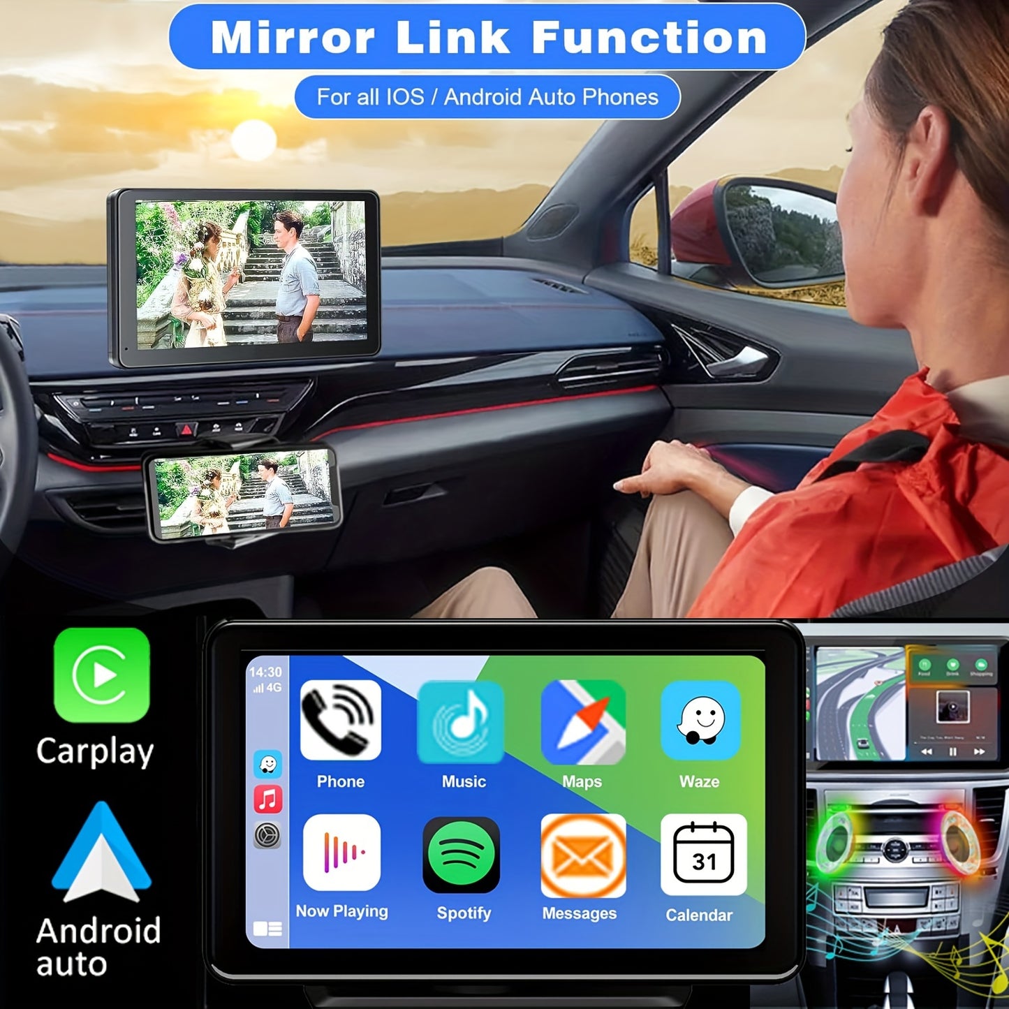 2025 HD Wireless Car Display – CarPlay, Android Auto, GPS, Dash Cam, Audio Moktan Sabai