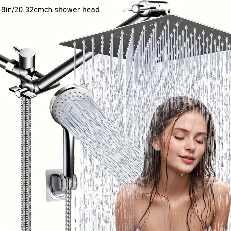 8 Rainfall Shower Head Combo – High Pressure, Handheld, 5 Settings, Extension Arm - Moktan Sabai