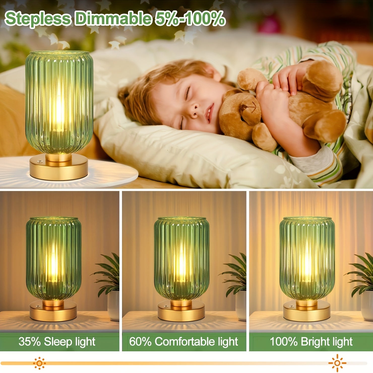 Moktan Sabai Cordless Touch Table Lamp with Rechargeable Battery – Dimmable LED Bedside Light