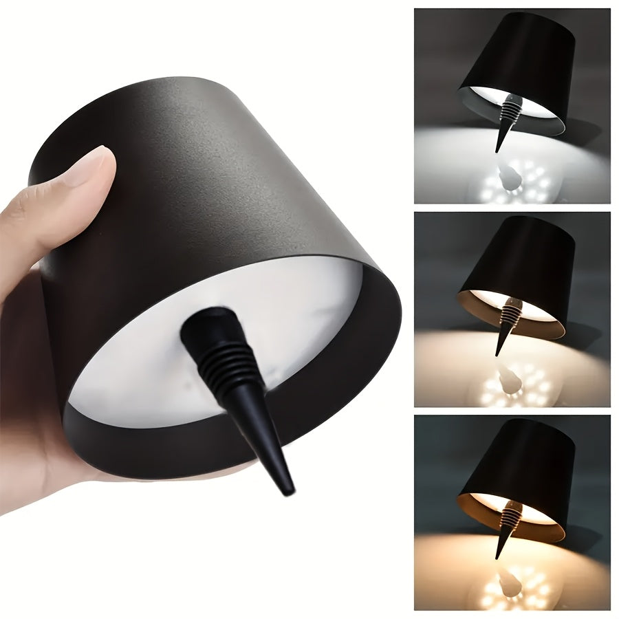 Moktan Sabai Wireless Bottle Lamp – Rechargeable 3-Color Dimmable Touch LED Light for Bars Black