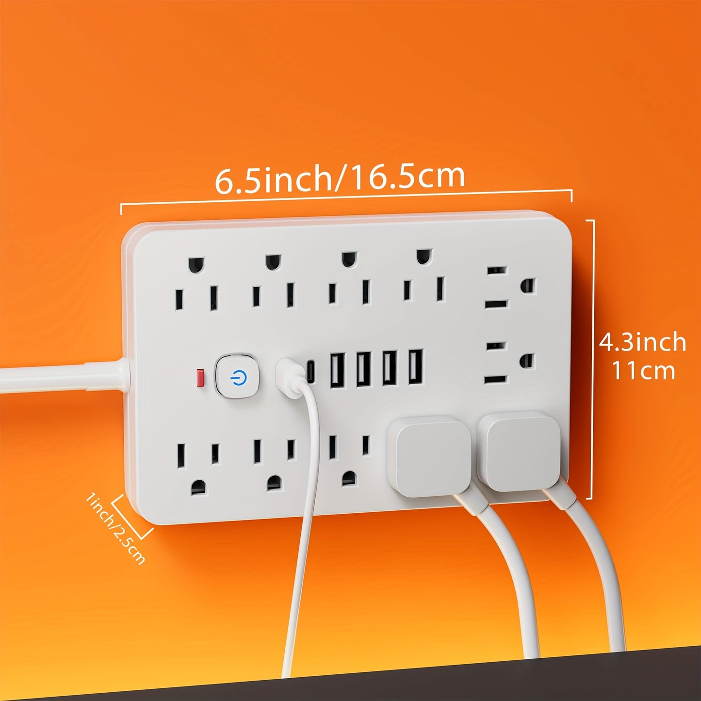 17-in-1 Power Strip Surge Protector – 11 AC Outlets, 4 USB, 2 Type-C, Flat Plug
