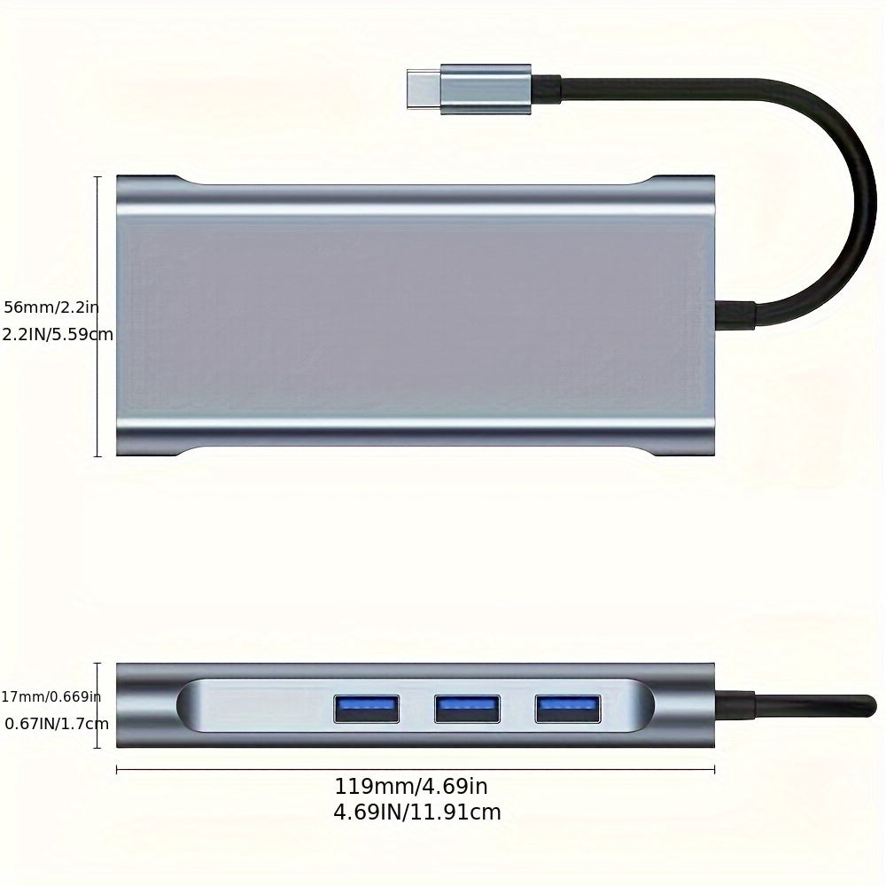 10-in-1 USB C Hub with 4K HDMI, 87W PD, USB 3.0 Docking Station for MacBook Pro/Air