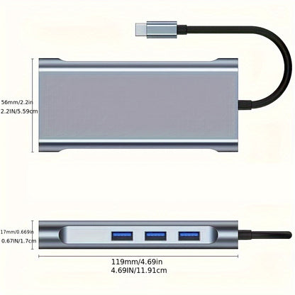 10-in-1 USB C Hub with 4K HDMI, 87W PD, USB 3.0 Docking Station for MacBook Pro/Air