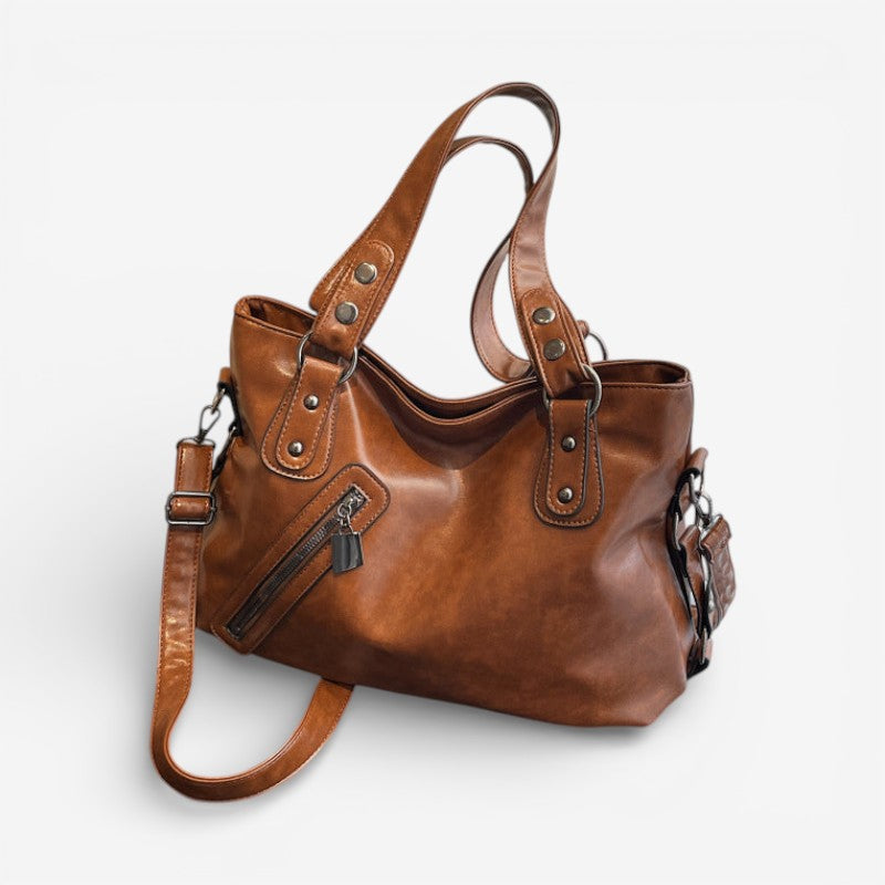 Moktan Sabai Lightweight Shoulder Bag with Zipper Compartment & Adjustable Strap Brown