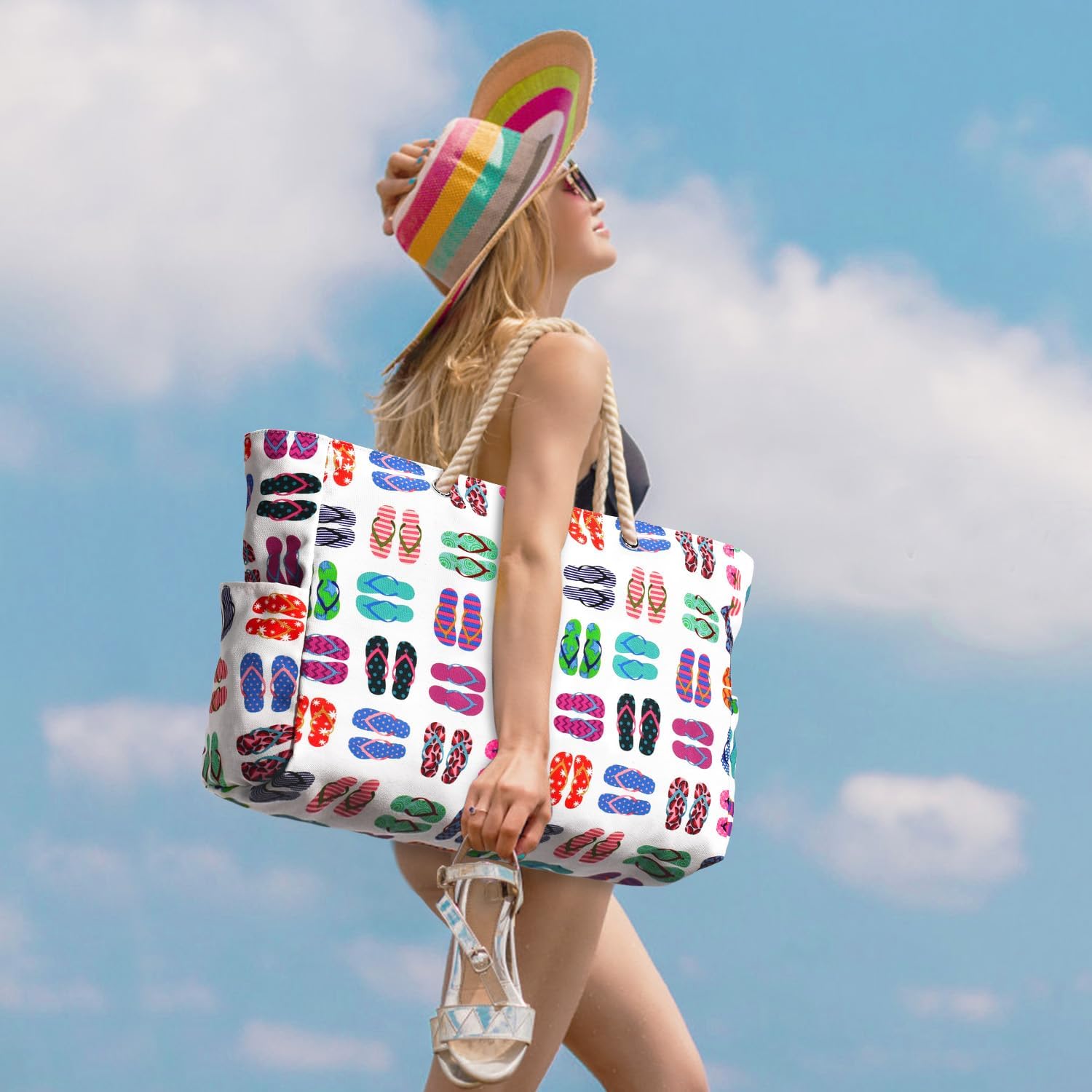 Moktan Sabai Waterproof Oversized Beach Tote Bag 20L Sandproof Zip Travel Carryall