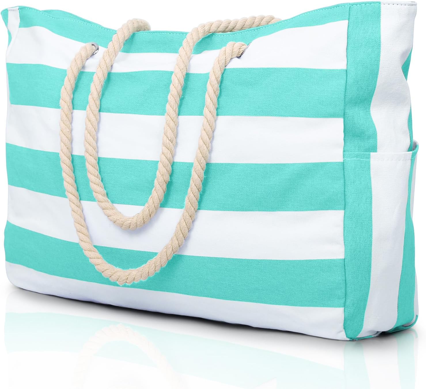 Moktan Sabai Waterproof Oversized Beach Tote Bag 20L Sandproof Zip Travel Carryall Mint Green