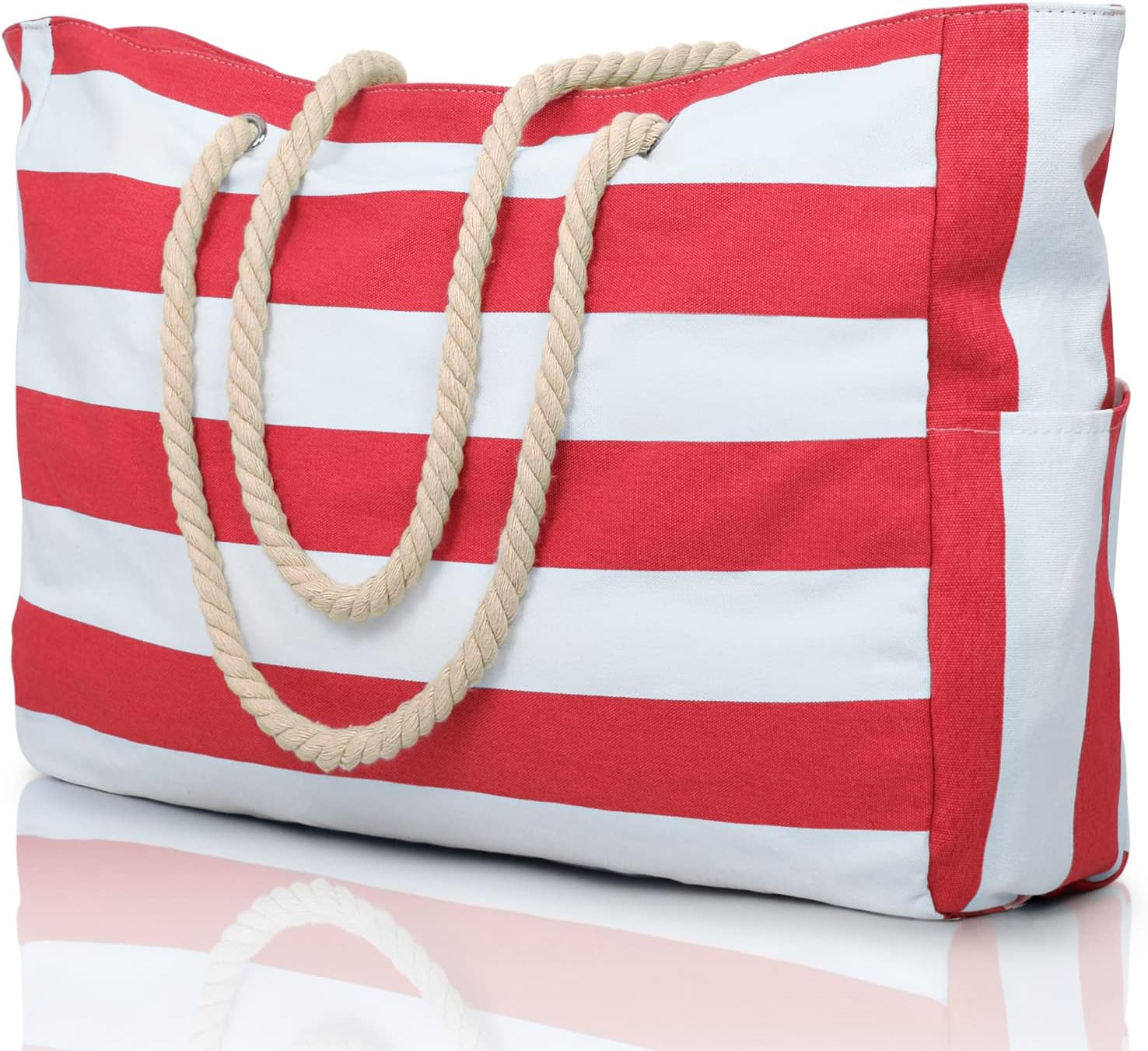 Moktan Sabai Waterproof Oversized Beach Tote Bag 20L Sandproof Zip Travel Carryall Red