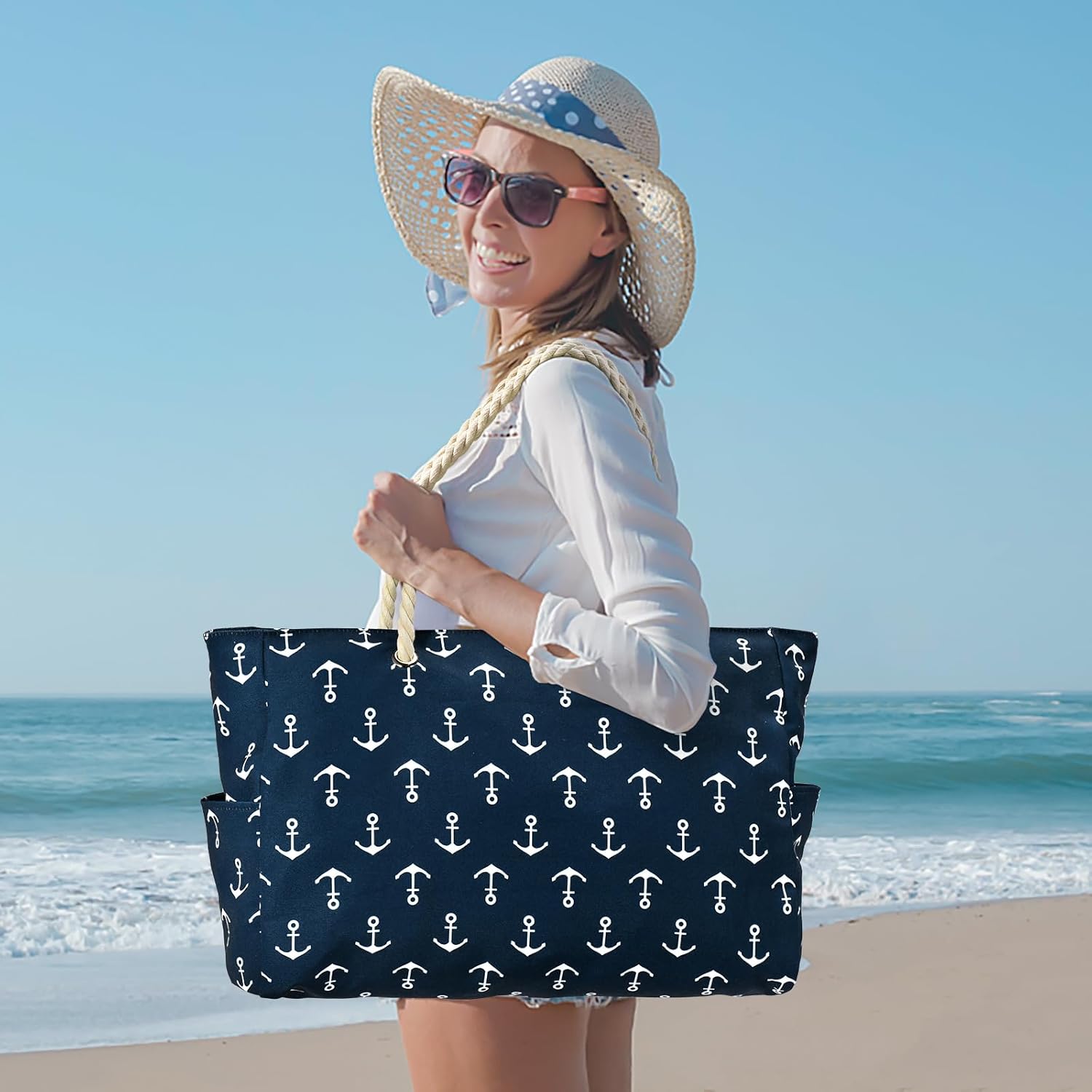 Moktan Sabai Waterproof Large Tote Bag with Zipper & Bottle Pockets