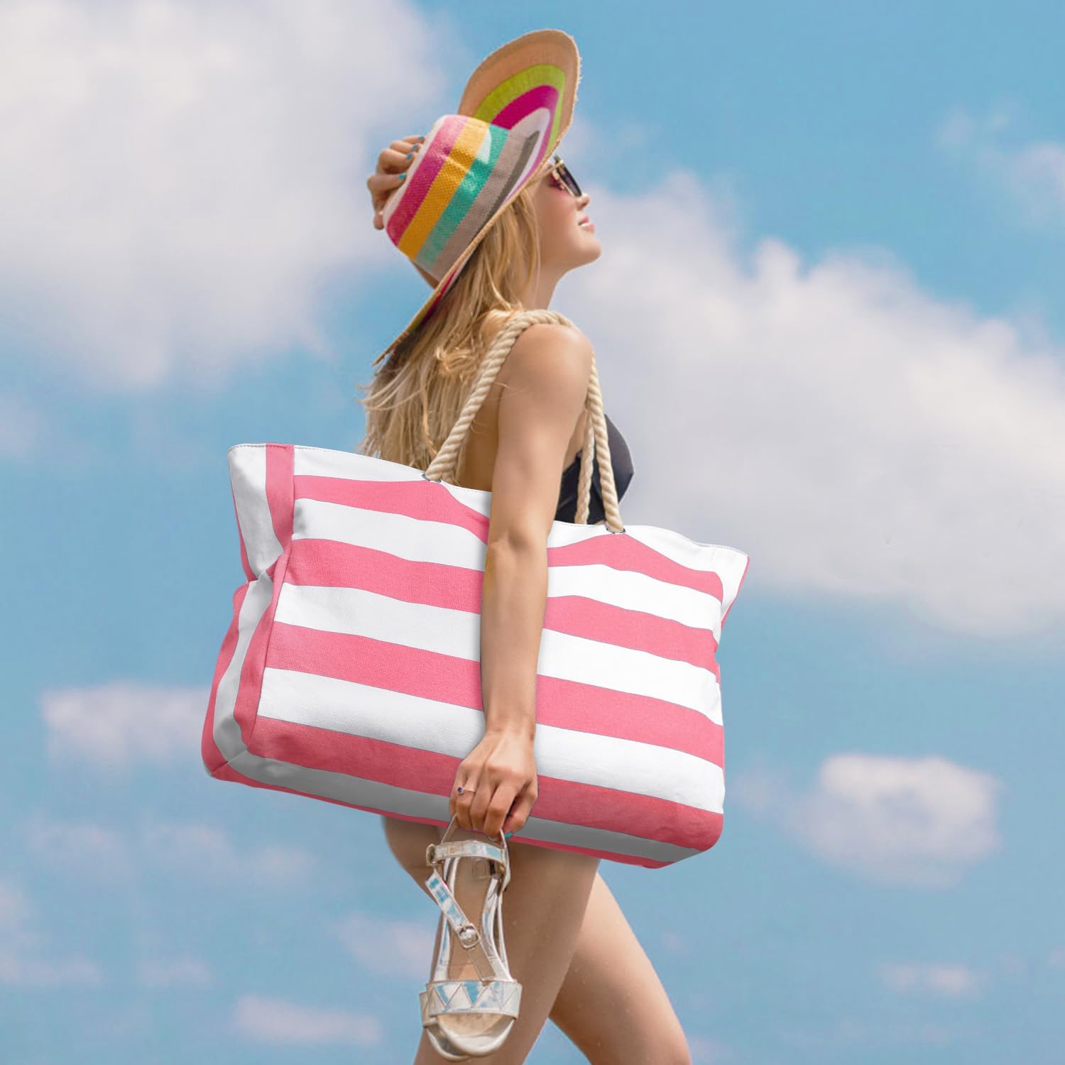 Moktan Sabai Waterproof Large Tote Bag with Zipper & Bottle Pockets
