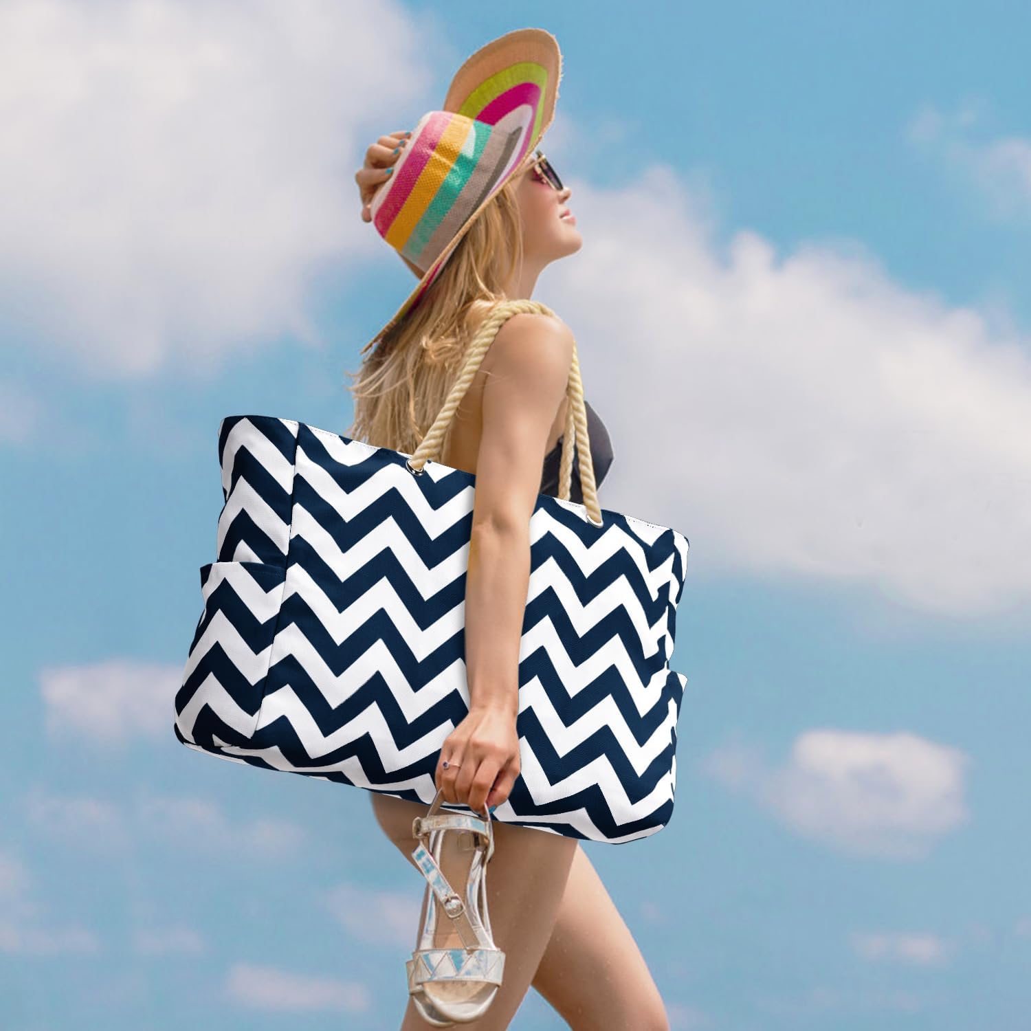 Moktan Sabai Waterproof Large Tote Bag with Zipper & Bottle Pockets