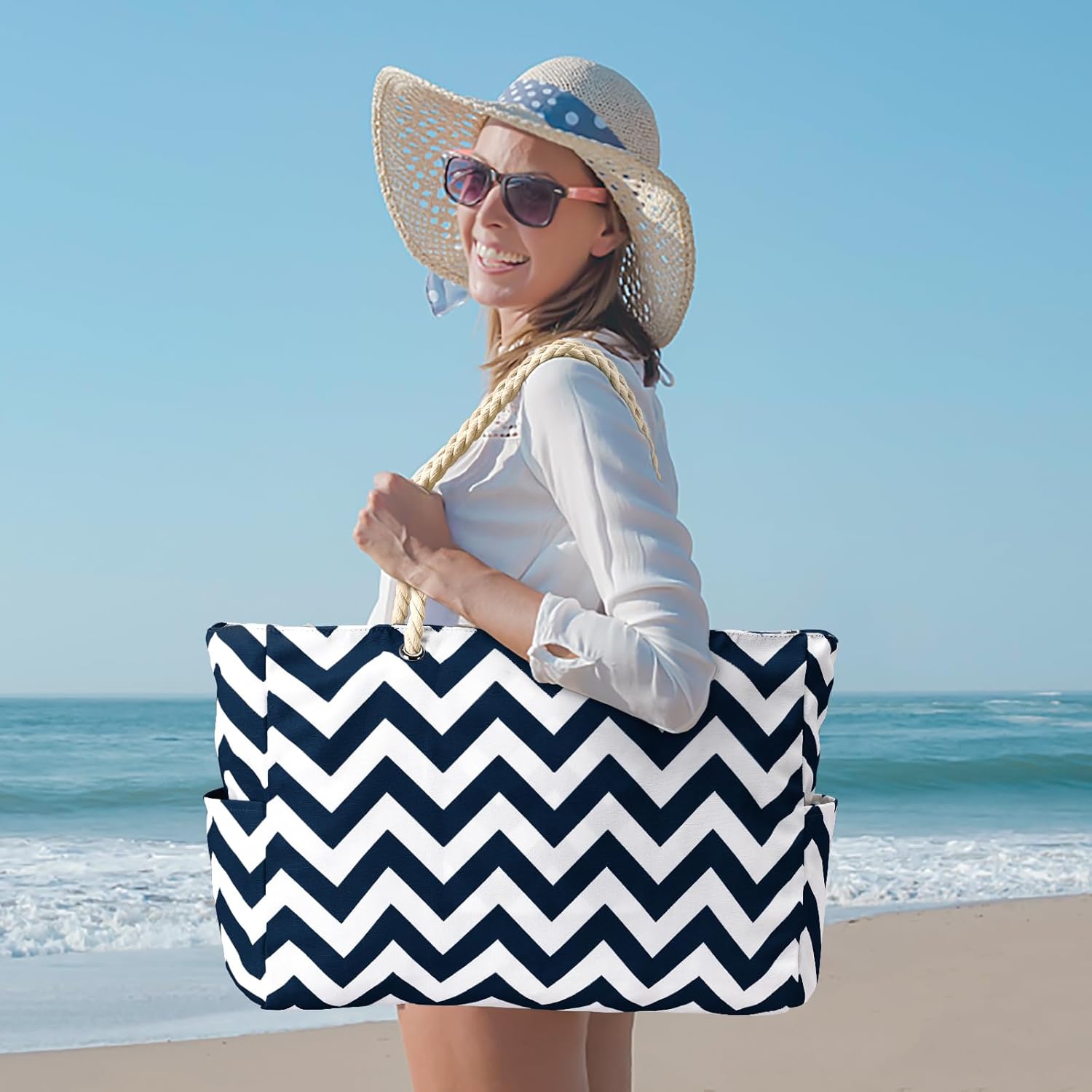 Moktan Sabai Waterproof Large Tote Bag with Zipper & Bottle Pockets