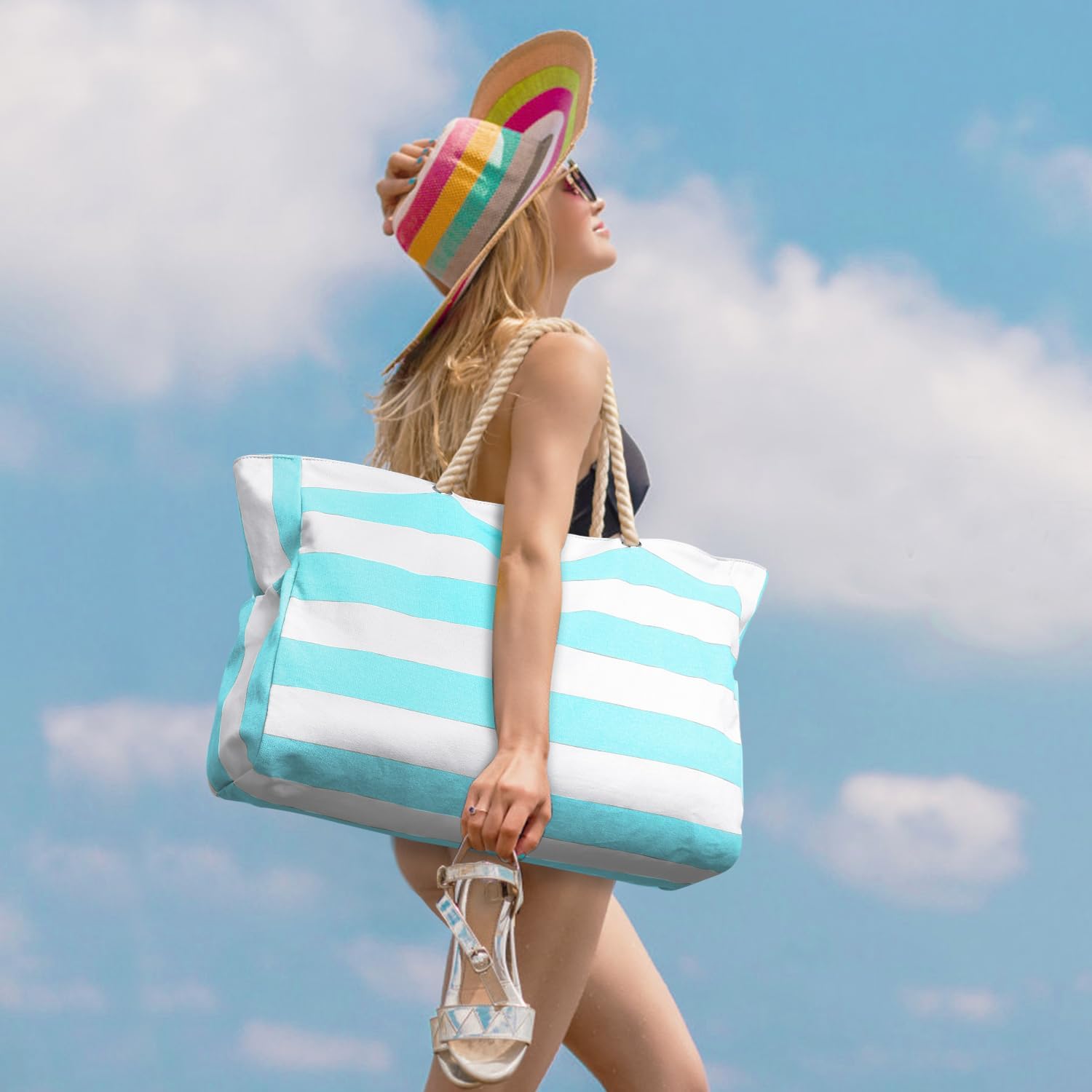 Moktan Sabai Waterproof Large Tote Bag with Zipper & Bottle Pockets