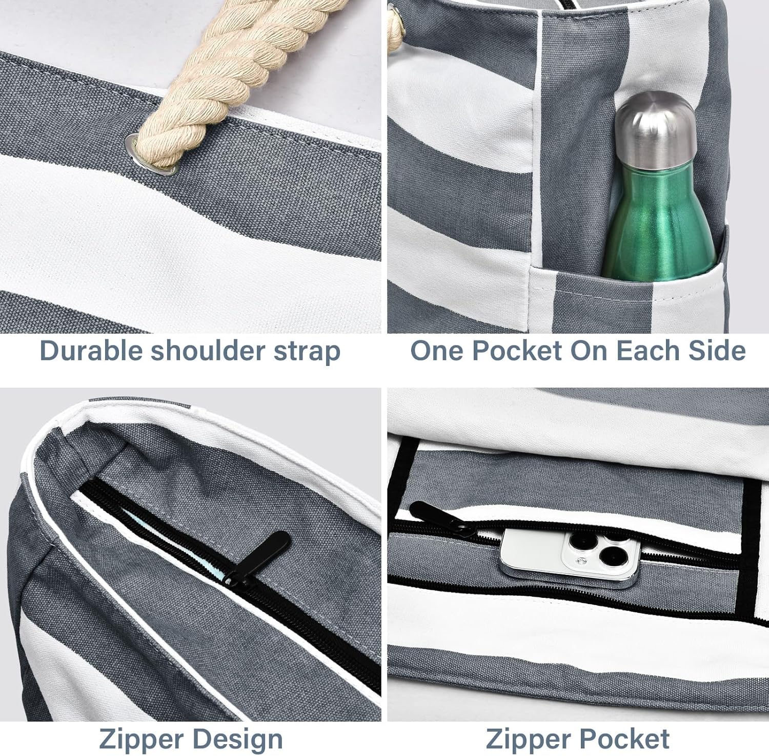Moktan Sabai Waterproof Large Tote Bag with Zipper & Bottle Pockets