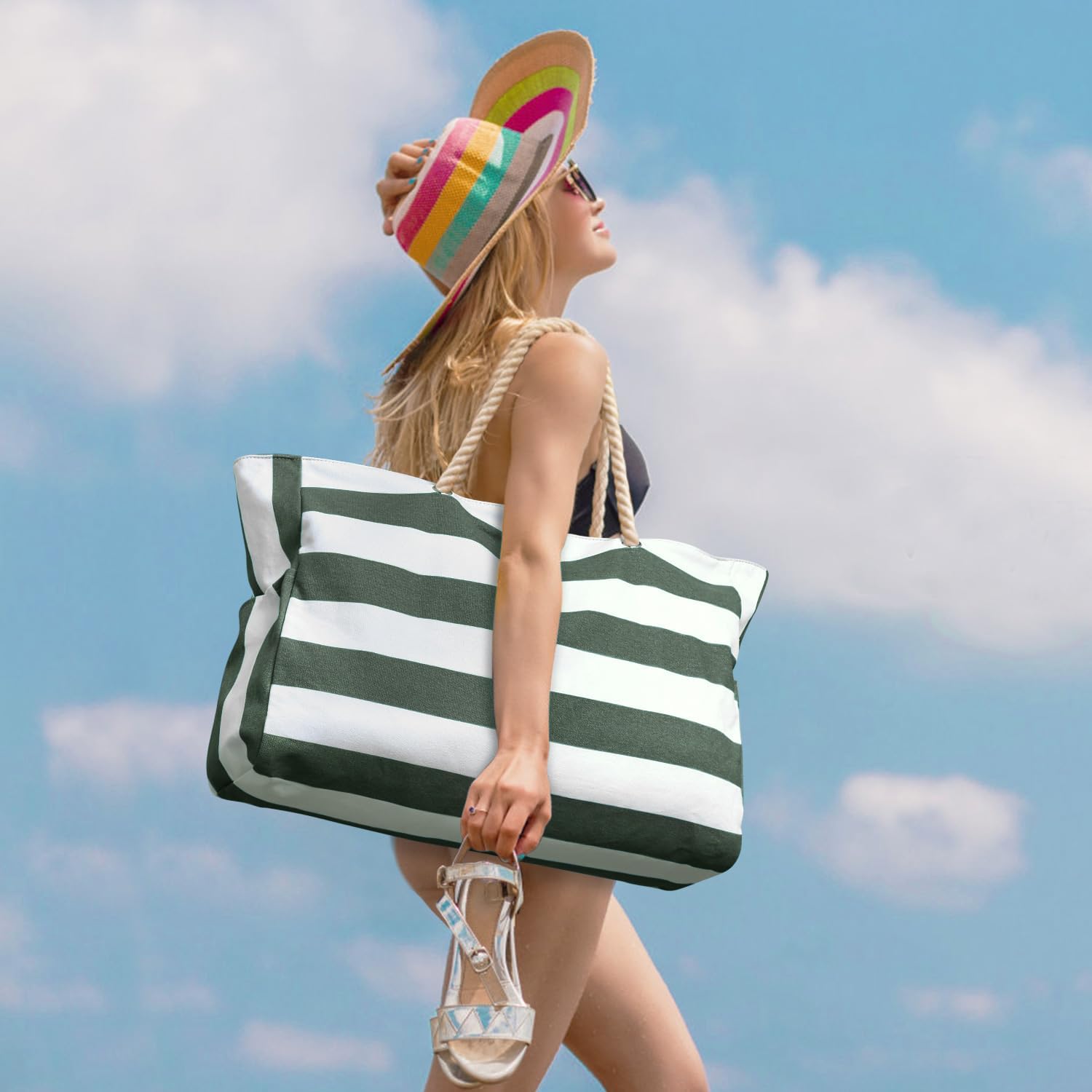 Moktan Sabai Waterproof Large Tote Bag with Zipper & Bottle Pockets