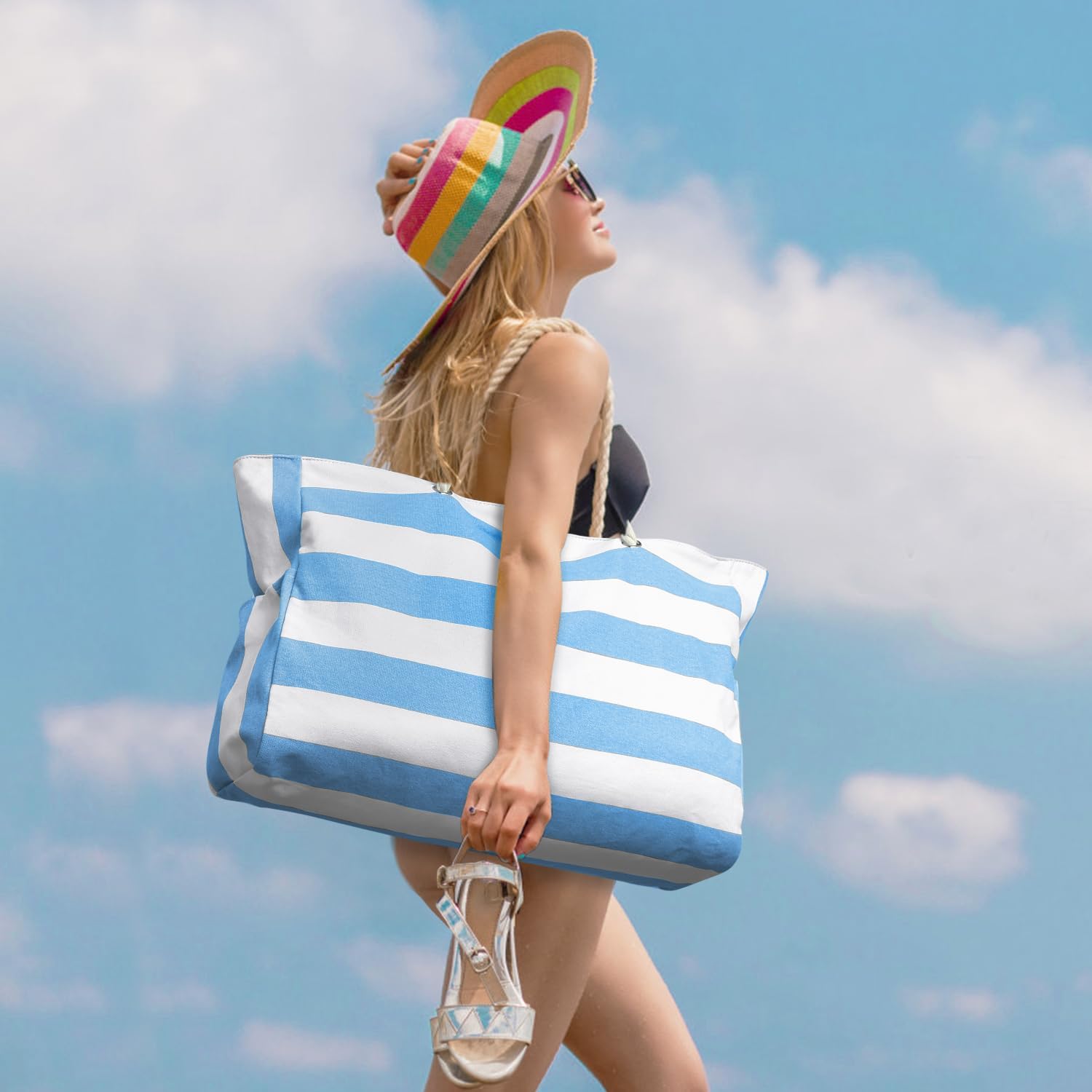 Moktan Sabai Waterproof Large Tote Bag with Zipper & Bottle Pockets