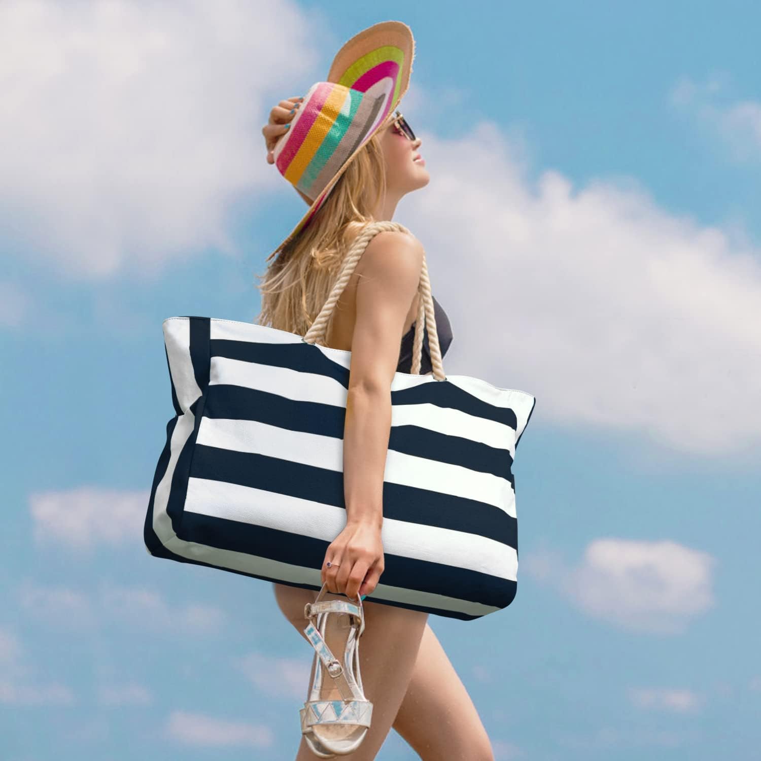 Moktan Sabai Waterproof Large Tote Bag with Zipper & Bottle Pockets