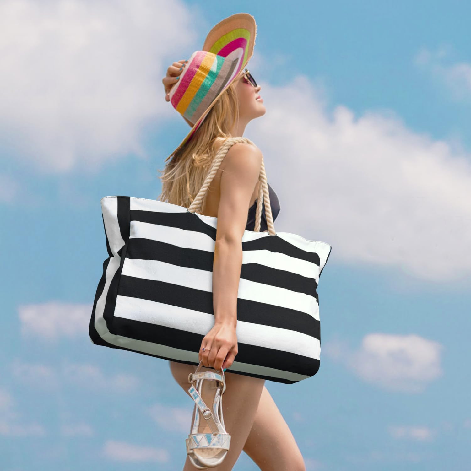 Moktan Sabai Waterproof Large Tote Bag with Zipper & Bottle Pockets