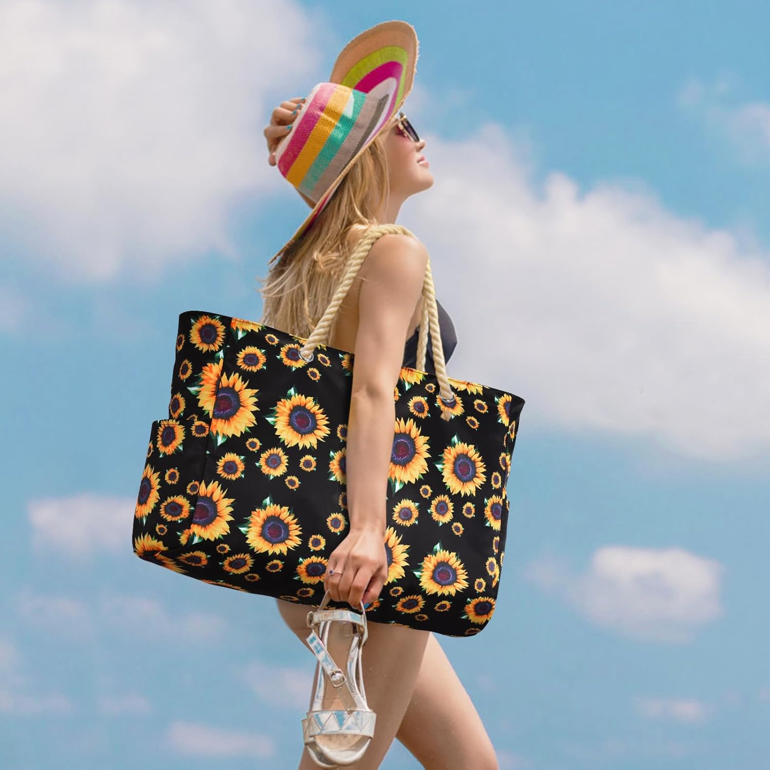 Moktan Sabai Waterproof Large Tote Bag with Zipper & Bottle Pockets