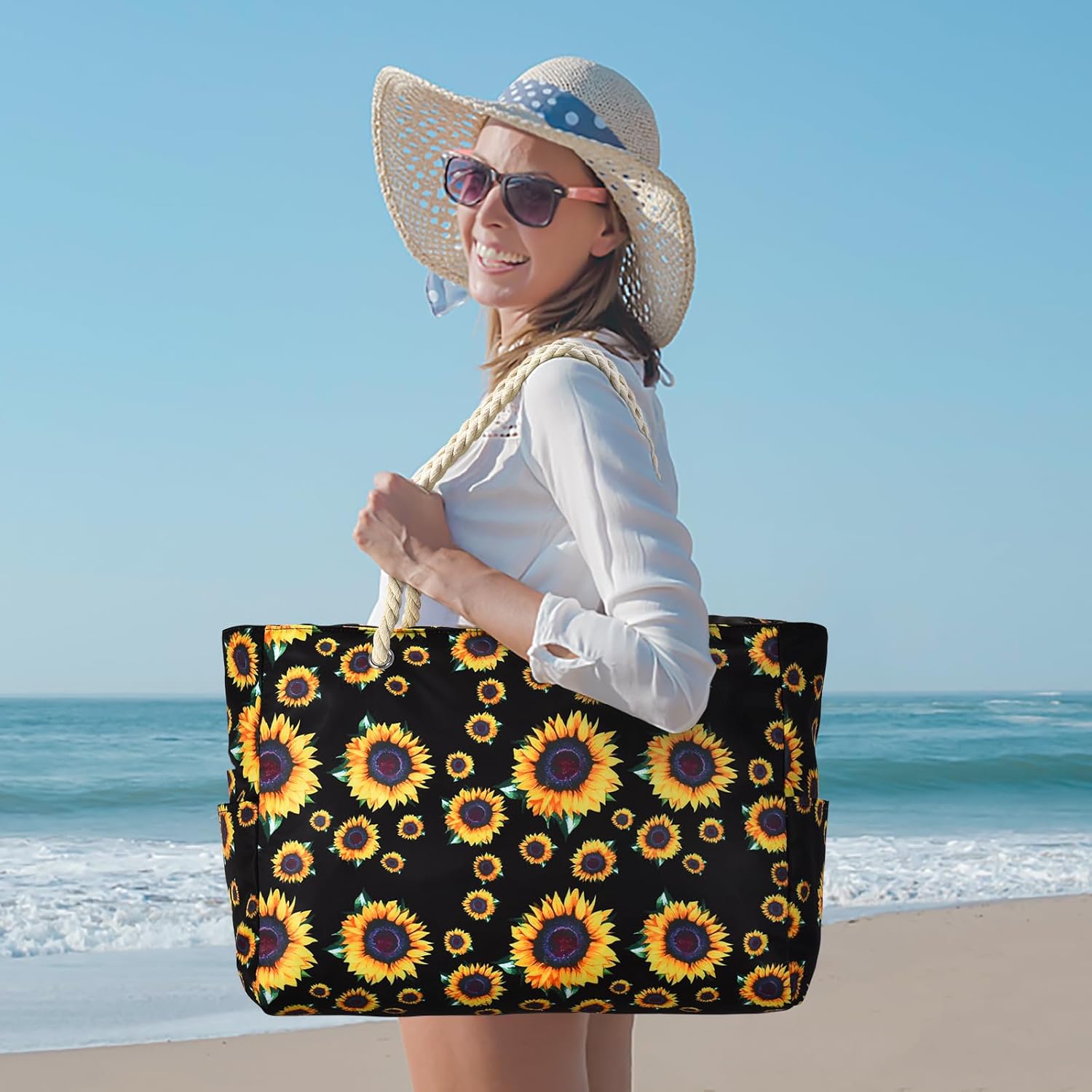 Moktan Sabai Waterproof Large Tote Bag with Zipper & Bottle Pockets