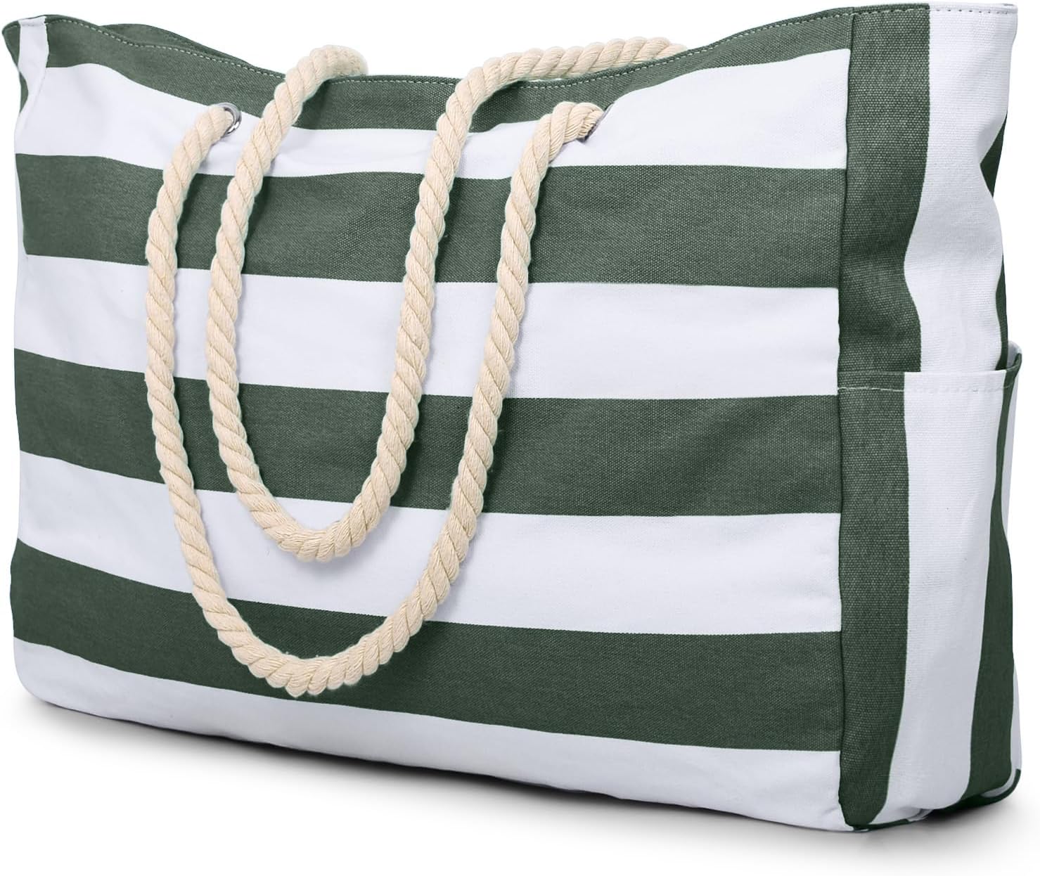 Moktan Sabai Waterproof Large Tote Bag with Zipper & Bottle Pockets Army Green